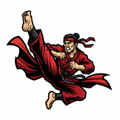 Cartoon illustration of a martial artist performing high side kick