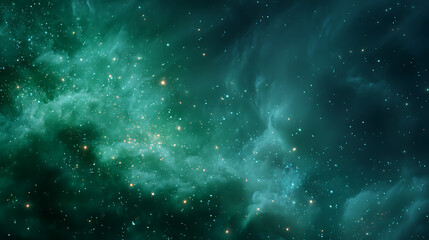 Emerald cosmic clouds with scattered starlight nebula space