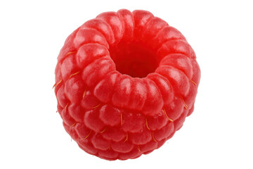 Single red raspberry fresh healthy berry fruit isolated