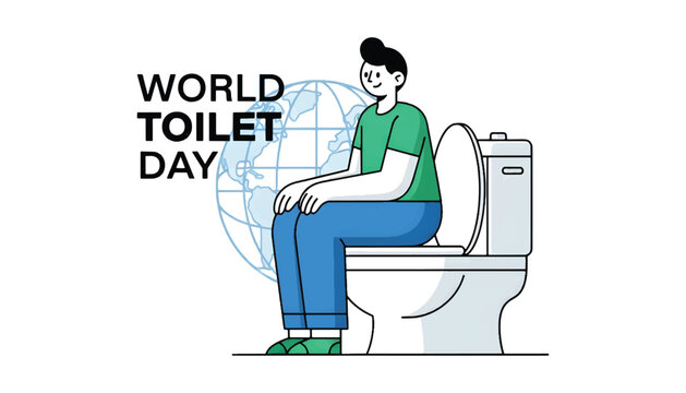 World toilet day awareness illustration with person and globe