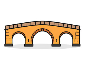  Firefly_bridge stone span icon on white background Black silhouette flat icon outline icon an