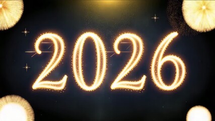 Dramatic sparkler animation reveals 2026 for a vibrant New Year's celebration announcement