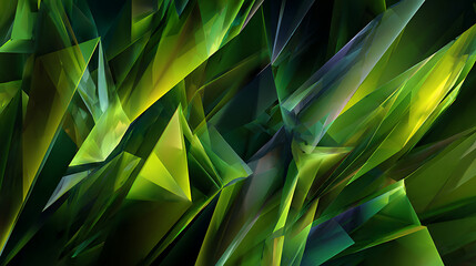 Emerald shards fractured light abstract geometric background