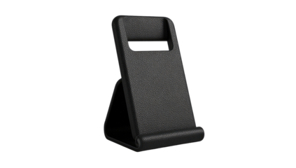 Black phone stand, angled, sturdy