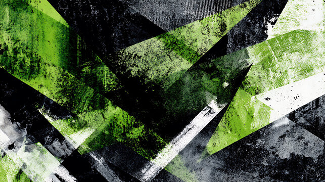 Energetic abstract grunge background with sharp green and black geometric shapes texture