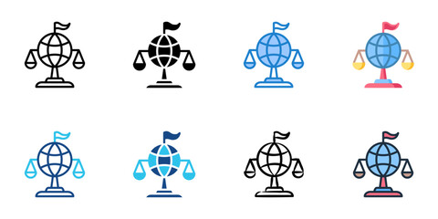 International law icon set multiple style collection 
