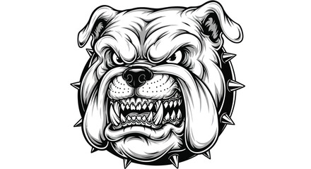 Menacing bulldog with spiked collar showcases strength and fierce loyalty for branding and design projects