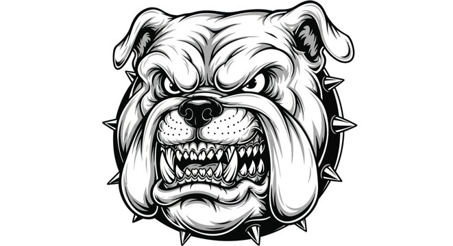 Menacing bulldog with spiked collar showcases strength and fierce loyalty for branding and design projects