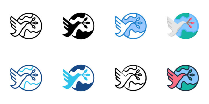 Non governmental organization icon set multiple style collection 
