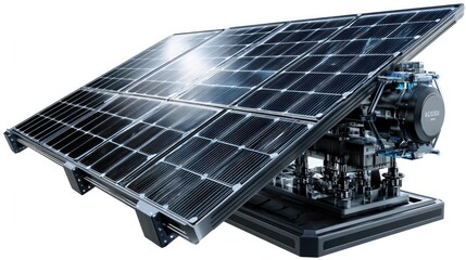 Solar Panel in Action: Capturing the essence of sustainability, a solar panel converts sunlight into energy, embodying the shift towards a greener future.