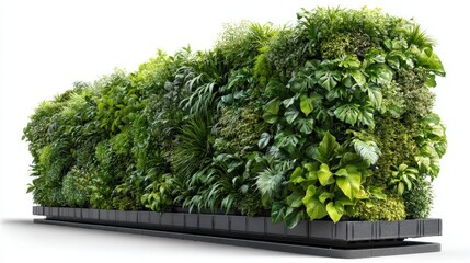 Vertical Garden Oasis: A vibrant, densely packed vertical garden showcases a variety of lush green plants, creating a stunning display of nature and offering a refreshing urban sanctuary.