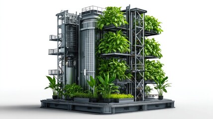 Eco-Friendly Industrial Complex: An innovative industrial complex seamlessly blends with nature, with lush greenery integrated into the architectural design.