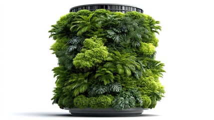 Vertical Garden Cylinder: A unique, eco-friendly cylindrical structure transformed into a vibrant vertical garden, creating a harmonious blend of nature and urban design.