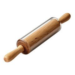 Glass and Wood Rolling Pin Isolated Ultra Realistic on transparent background
