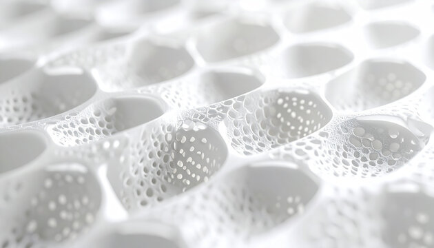 Abstract Cellular Forms: A macro perspective unveils a pattern of intricate, interconnected cellular forms. The play of light and shadow accentuates the organic design, inviting curiosity.