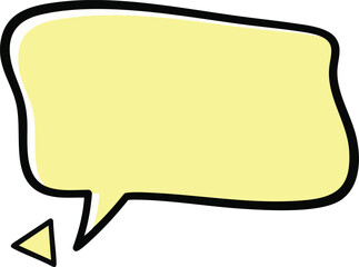 Yellow speech bubble with black outline for communication and thoughts.