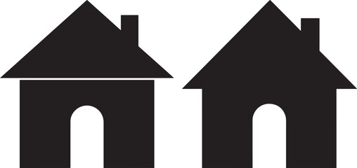 Two simple black house icons silhouette