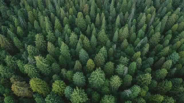 Aerial View of Dense Green Forest Canopy. made with generative Ai