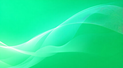 Fototapeta premium Flowing translucent waves on a vibrant green gradient background abstract