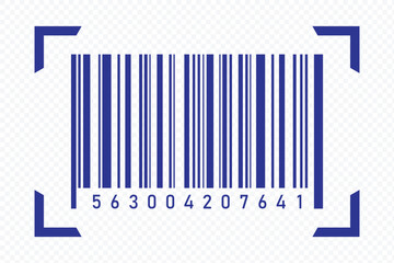 Barcode icon. Barcode Icon with Long Numerical Sequence.  Universal code for scanning a product or item. eps 10