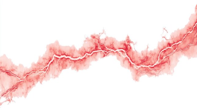 Dynamic red lightning strikes abstract digital art vibrant visuals creative design close-up energy and power concept