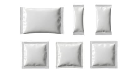 Blank packaging for snacks and food products mock-up on a white background