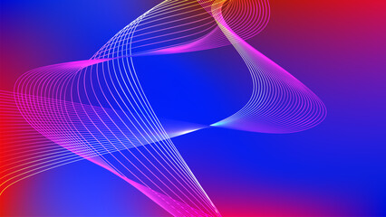 abstract blue red gradient mesh  background with wavy lines