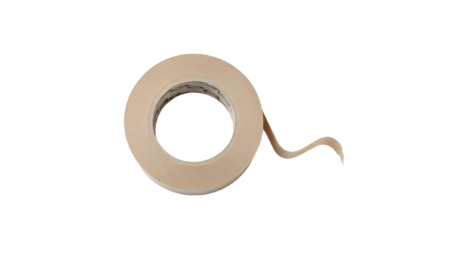 Beige tape roll unwinding into darkness