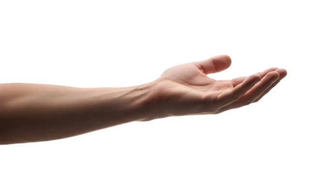 Open hand ready to receive something, symbolizing generosity and offering a helping hand