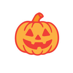 A minimalist orange Halloween pumpkin vector created with smooth lines and a classic carved expression, offering a bright, festive, and simple design perfect for seasonal themes and decorations.