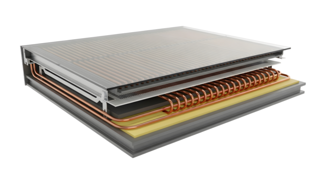 Exposed Layers of Heating System Copper Coils