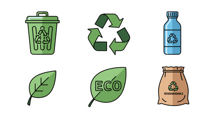Environmental Protection Concepts with Recycling Symbols and Eco Friendly Materials