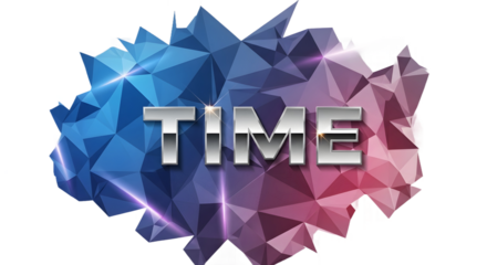 Faceted design behind the word TIME