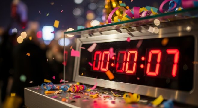 NYE Countdown Timer Confetti City Celebration.