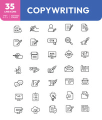 Copywriting Line Icons Writing Editing SEO and Content Creation Elements