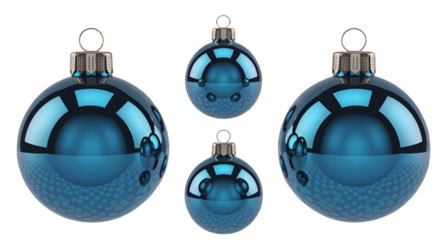 Elegant blue Christmas ornaments gleaming with festive spirit and style