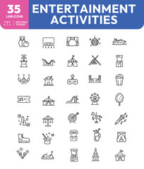 Entertainment and Activities Line Icons A Diverse Collection of Leisure Pursuits