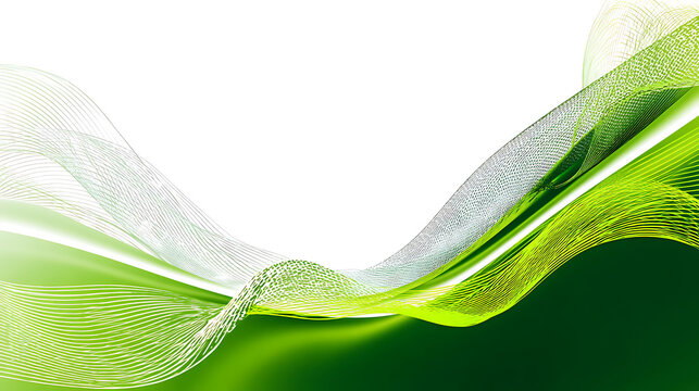 Green abstract flowing waves and lines image