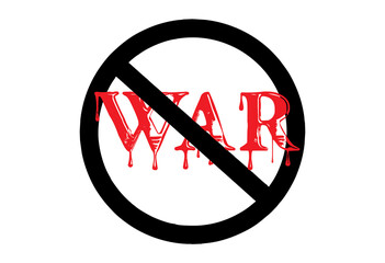 Red Isolated stop war, Not Allowed sign, Prohibition sign or stop war sign illustration with bleeding blood.