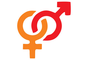 Man and woman or Mars and Venera must for each other sign isolated on white background.