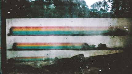 Naklejka premium Colorful rainbow patterns on concrete nature setting photography serene environment artistic perspective