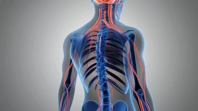 3D anatomical visualization of the human nervous and circulatory system