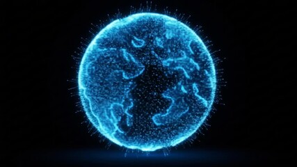 Luminous blue sphere of interconnected particles forming a digital world, symbolizing futuristic technology and global data networks - Powered by Adobe