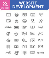 Website Development Icons Thin Line Style Editable Stroke ThirtyFive Elements