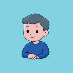 Cute Cartoon Boy Working on a Laptop &ndash; Digital Illustration