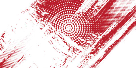 Creative red and white abstract sports background with grunge texture, brush stroke and halftone effect © fadila
