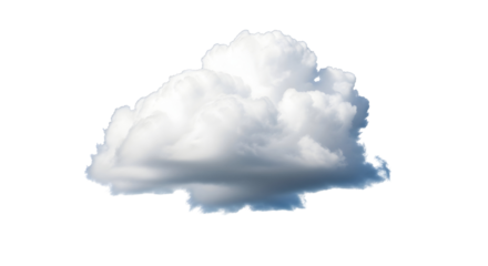 A fluffy white cumulus cloud isolated on a pure white background, symbolizing the vastness of the sky
