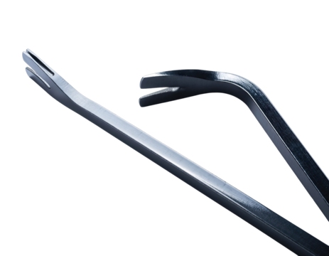 Two chrome crowbars on a black background detailed close-up industrial tool metallic texture