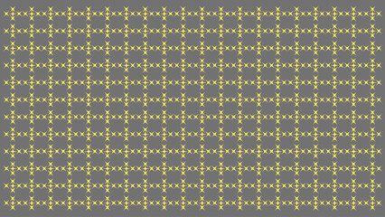 Seamless Geometric Star or Plus Sign Pattern Yellow Lines on Dark Gray Background