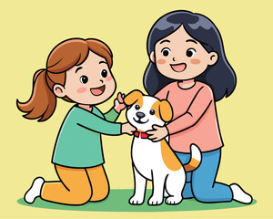 happy family with a dog